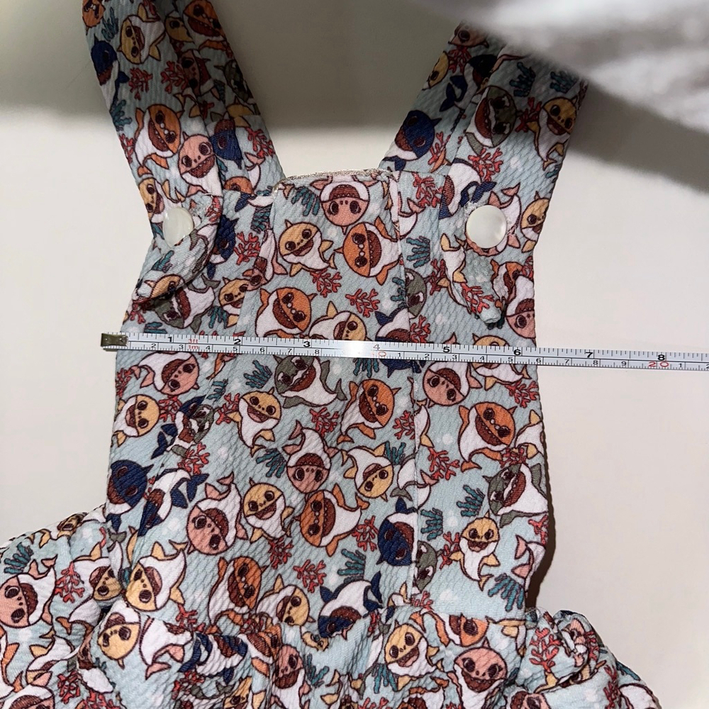 Baby Girl Baby Shark Fish Ruffle Bodysuit Romper 3 Months Measurements in Photos - Picture 12 of 13